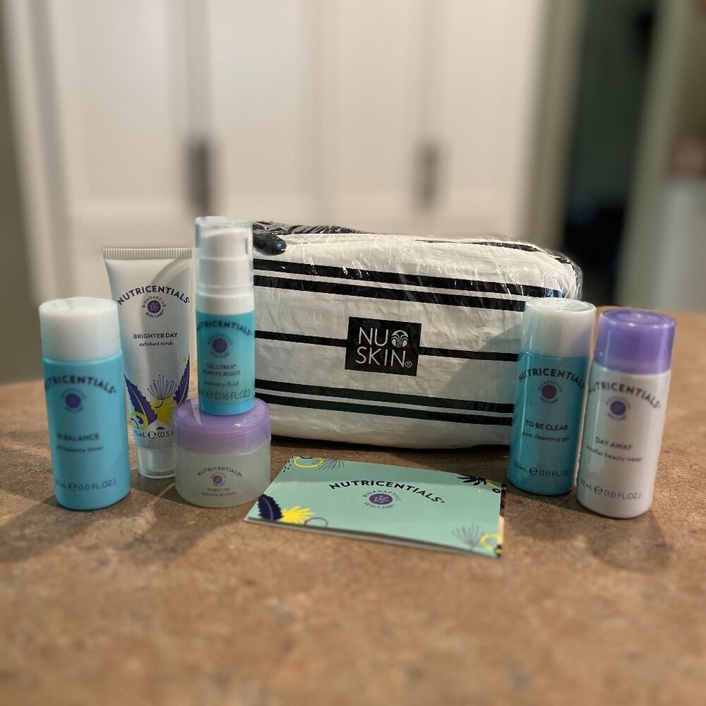 Nu Skin Nutricentials® Bioadaptive Skin Care™ Trial Set: Striped Bag (NWT)
